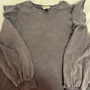 grey ruffle sweatshirt